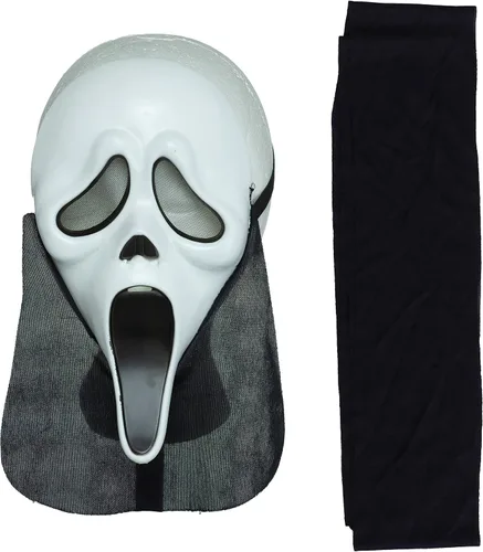 Vista 5 de FunWorld Disfraz de cara de fantasma de Scream, negro, talla único para adulto