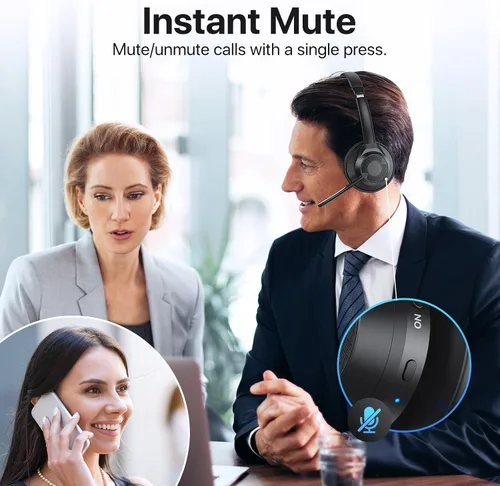 Vista 8 de Auriculares inalámbricos con micrófono para el trabajo, auriculares