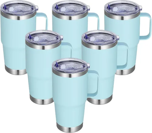 Vista 9 de Vaso térmico de acero inoxidable de 20 oz con asa, envase a granel, vasos termales metálicos aislados, taza de café de viaje con asa, vaso de doble