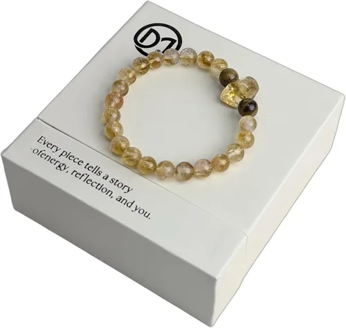 Vista 2 de Pulsera de cuarzo rutilado dorado y cristal curativo de ojo de tigre, diseño de cuentas de energía natural y atracción de riqueza, regalo