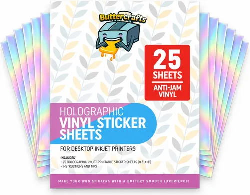 Vista 7 de Glossy Printable Vinyl Sticker Paper 25s Non-Epson Compatible 8.5"x11" Blanco