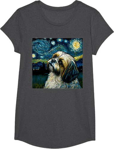 Vista 71 de Camiseta Surrealism Starry Night Shih Tzu Dog