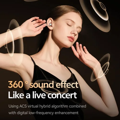 Vista 4 de Auriculares con clip, auriculares abiertos inalámbricos Bluetooth 5.4 con micrófono, auriculares con clip de oreja, mini auriculares para correr