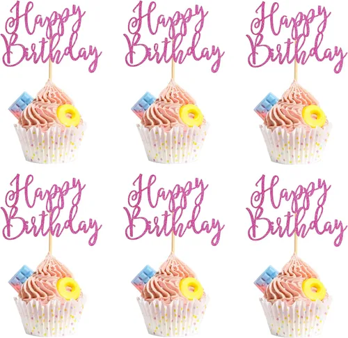 Vista 9 de 36 piezas de decoración de cupcakes de cumpleaños para cupcakes de cumpleaños, selecciones de comida para celebrar fiestas de cumpleaños