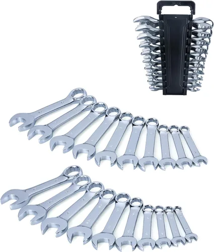 Vista 9 de Juego de Llaves Combinadas Stubby Premium con Bolsa Enrollable, 11 Piezas, SAE, 3/8" a 1", Sin Omitir Ningún Tamaño en Pulgadas Acero Cr-V