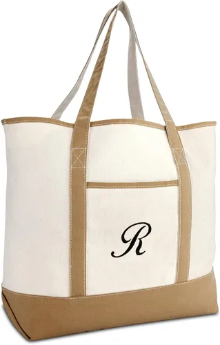 Vista 24 de DALIX Bolso de mano natural para mujer Bolsos de hombro Marrón con monograma Letra A - Z K