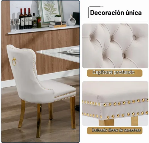 Vista 6 de Juego de mesa de comedor de cristal para cocina de 4, 5 piezas, mesa de comedor rectangular de 51 pulgadas con 4 sillas de cocina de terciopelo