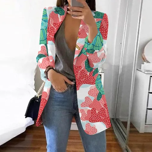 Vista 4 de Abrigos largos para mujer, estilo casual, con estampado de moda, manga con solapa, ajuste delgado, chaqueta de invierno