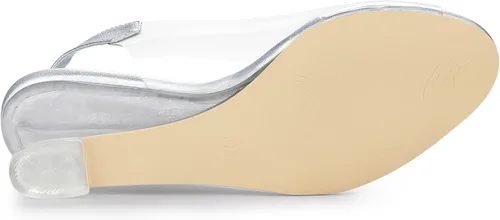 Vista 6 de Allegra K Tacones transparentes con punta abierta y diamantes de imitación para mujer