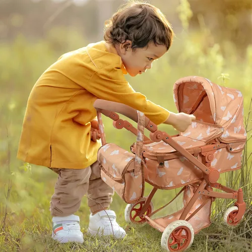 Vista 6 de Cochecito de Bebé Convertible Combinado para Muñecas para Niñas de 3 Años en Adelante Cochecito de Juguete para Muñecas Bebé, Moisés Plegable