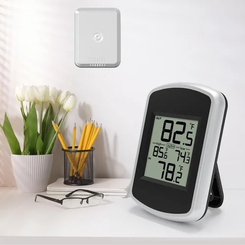 Vista 7 de Urageuxy Termómetro inalámbrico para interiores y exteriores, monitor digital de temperatura interior y exterior para invernadero y habitación