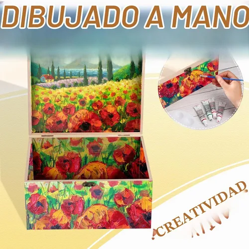 Vista 2 de Yookeer 2 Piezas Cajas Grandes de Madera Sin Terminar con Tapa con Bisagras y Cierre Frontal, Cajas de Madera Rectangulares Sin Pintar