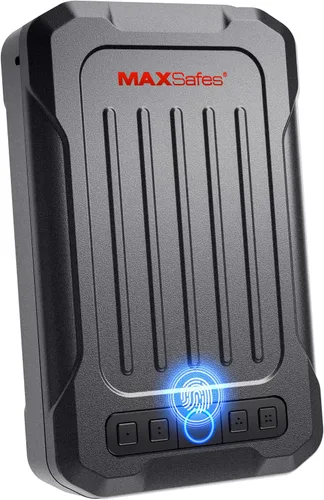 Vista 10 de MAXSafes - Caja fuerte portátil para pistolas con huellas dactilares, caja fuerte para armas con llaves, acceso rápido, biométrica inteligente