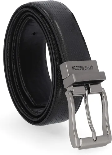 Vista 10 de Steve Madden Cinturón de cuero reversible para hombre, casual, para todos los días Marrón/Negro