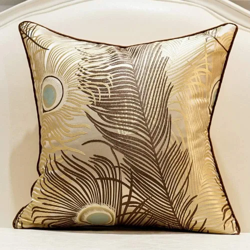 Vista 11 de Avigers - Fundas de cojín de 18 x 18 pulgadas, diseño de plumas de pavo real plateadas en azul claro, fundas de almohada de lujo, fundas de almohada
