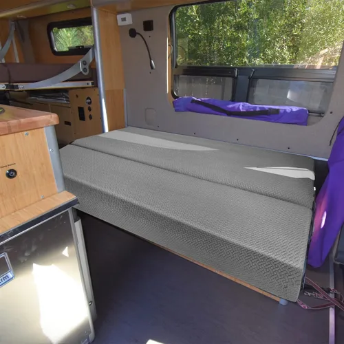Vista 7 de Fundas de sofá de autocaravana para sofá cama - Fundas elásticas de respaldo y asiento de 2 piezas para sofás cama plegables Jackknife (gris)