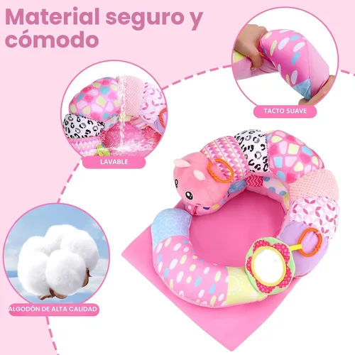Vista 5 de Tapete 2 en 1 para el Tiempo Boca Abajo del Bebé y Almohada de Apoyo para Sentarse, Juguetes para Bebés Recién Nacidos 0 1 2 3 4 5 6 Meses, Oruga