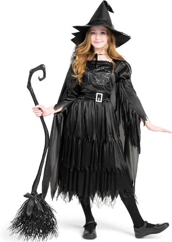 Vista 3 de Disfraz clásico de bruja malvada gótica, bruja negra para Halloween