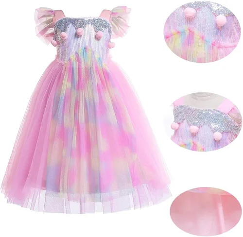 Vista 5 de MYRISAM - Disfraz de unicornio con lentejuelas arcoíris para Halloween carnaval Navidad cumpleaños fiesta boda trajes