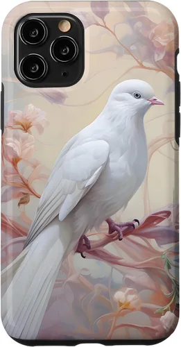 Vista 28 de Funda para iPhone 12 Pro Max Dove of Peace White Dove Pink Floral