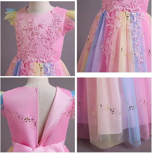 Vista 83 de Disfraz de unicornio para niñas, vestido largo de tul con diadema, fiesta de cumpleaños, carnaval, cosplay