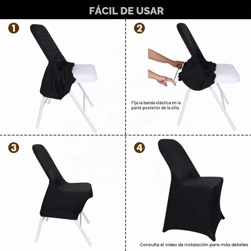 Vista 2 de Fixwal 12 fundas elásticas para sillas plegables de elastano, universales, ajustables, lavables, para comedor, fiesta, boda, banquete y decoración