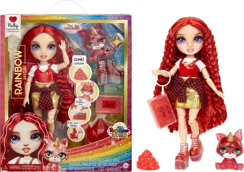 Vista 9 de RAINBOW HIGH Muñeca de moda con kit de slime y mascota - Amaya (arcoíris) - Muñeca centelleante de 11.0 in con ciervos con purpurina para bricolaje