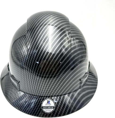 Vista 8 de Zeluga Casco duro de ala completa HDPE, casco de seguridad de construcción con orificios ventilados, suspensión de trinquete ajustable de 6 puntos
