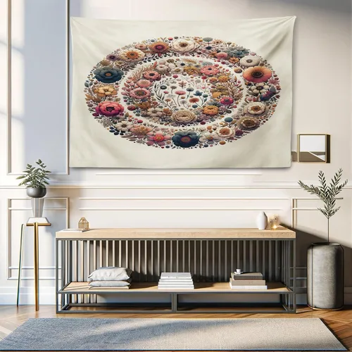 Vista 39 de Ambesonne Tapiz hippie, abrazo de hongos de ensueño y árbol de la vida místico y mandal verde, decoración de tela para colgar en la pared
