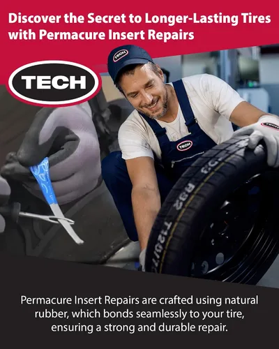 Vista 5 de TECH PermaCure - Kit de reparación de neumáticos, 50 tapones y herramientas, kit de reparación permanente de neumáticos