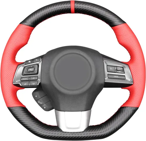 Vista 19 de MEWANT Funda de volante de automóvil transpirable cosida a mano para Subaru WRX 2015-2021 / WRX STI 2015-2021, accesorios para volante Subaru WRX