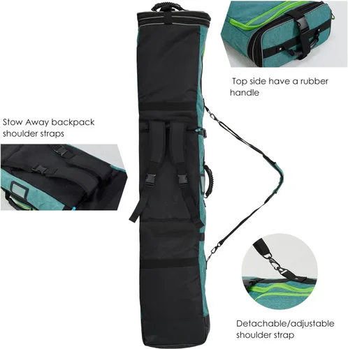 Vista 2 de XCMAN Bolsa acolchada de snowboard de longitud ajustable de 63 a 75 pulgadas, bolsa acolchada para viajes aéreos
