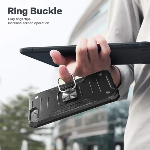 Vista 7 de Funda para iPhone 8 Plus Plus con protector de pantalla, cubierta de prueba de caídas de absorción de golpes con soporte para automóvil, funda Negro