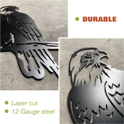Vista 5 de OULYDEKO Estatua de águila calva de metal para jardín, decoración de árbol al aire libre, regalo de estatua de águila para hombres