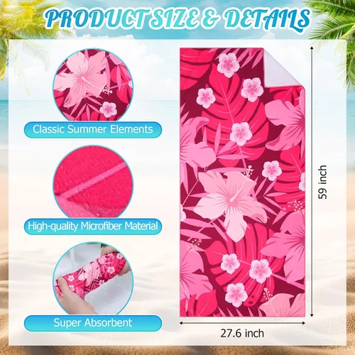 Vista 2 de Kinlop 6 Pcs Beach Towels Microfiber Large Sand Free Towels Quick Dry Towel Adults Absorbent Bath Towel Blanket for Travel Camping Swim 59 x 28 Inch