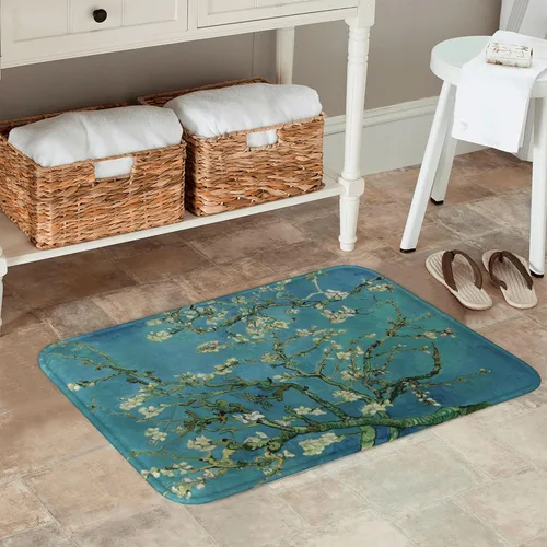 Vista 5 de INVIN ART Van Gogh - Tapete antideslizante para puerta, diseño de ramas con Ramas Con Flor De Almendro