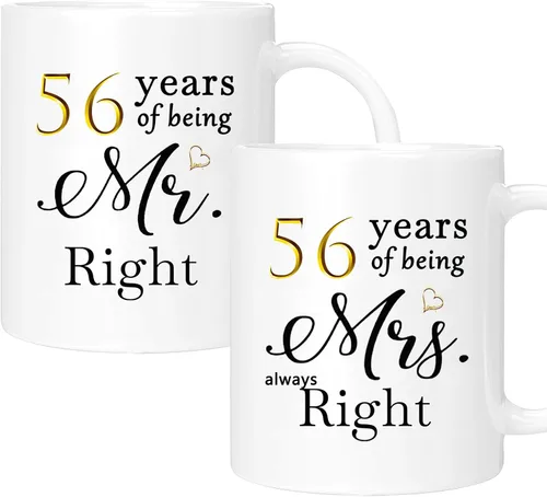 Vista 62 de Juego de 2 tazas de café para el 10º aniversario, regalos de boda para parejas, padres, hombres, mujeres, marido, esposa, él, ella, caja de regalo