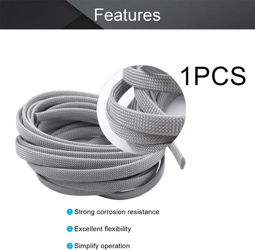Vista 3 de Othmro Funda de cable trenzado expandible de PET de 16.4 pies, protector de cable flexible de 3/8 pulgadas, funda de organización de cables