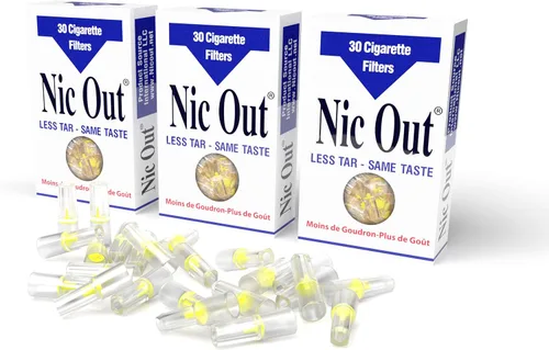 Vista 2 de Filtros para cigarrillos, 3 paquetes (90 filtros), sin fumar ni alquitrán desechables de nicotina, soportes para Nicout para fumadores, no dejar