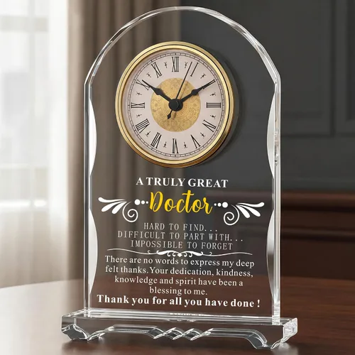 Vista 16 de Reloj de Cristal Significativo para Jubilación, Regalos para Mujeres y Hombres, Mejor Jefe de Todos, Feliz Reloj de Jubilación Placa de Regalo