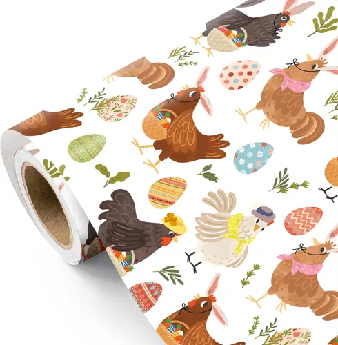 Vista 16 de WRAPAHOLIC Bookish Bunny - Rollo de papel de regalo, 17 pulgadas x 16.5 pies, conejo vintage con papel de regalo para niños y niñas, baby shower