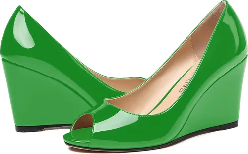 Vista 6 de WAYDERNS Zapatos de tacón alto con cuña y puntera abierta para mujer, de 3.3 pulgadas