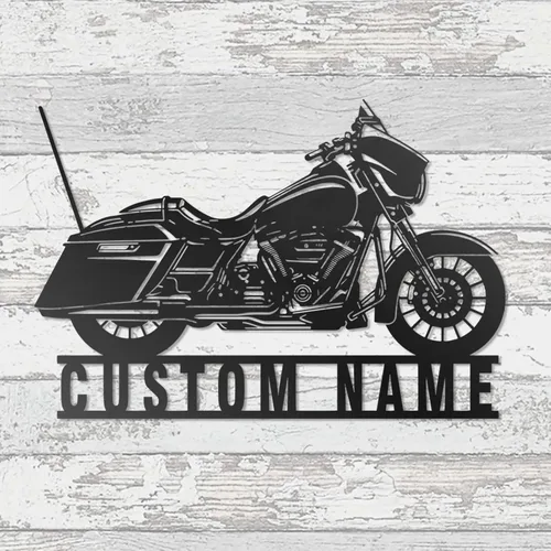 Vista 4 de Letrero con nombre personalizado, letrero de metal para motocicleta, decoración de pared con nombre de familia, decoración rústica para el hogar