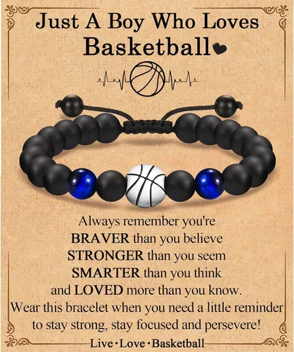 Vista 17 de EFVISD Pulsera de fútbol, baloncesto, béisbol, hockey para regalos para niños jugadores amantes de equipos, hijo, nieto, hermano, sobrino, amigo