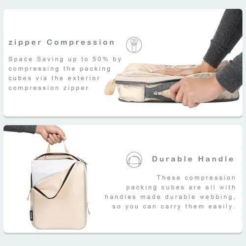 Vista 139 de BAGAIL 4 Set/6 Set Ultraligero Compresión Embalaje Cubos Organizador de Embalaje para Accesorios de Viaje Equipaje Maleta Mochila