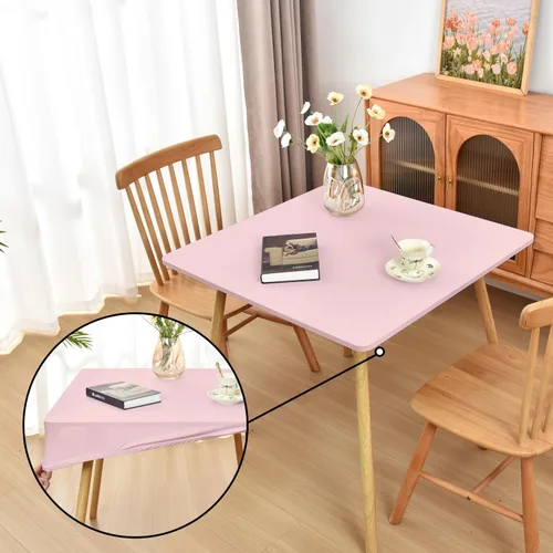 Vista 40 de Mantel ajustado blanco con elástico para mesas plegables de 48x48 pulgadas, manteles lavables y elásticos de elastano para mesas de cartas, manteles
