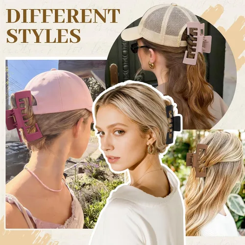 Vista 5 de 4 Pcs Flexible Hair Clip, 4.1Inch Soft Flexible Hair Claw Clip for Hat Brown Red