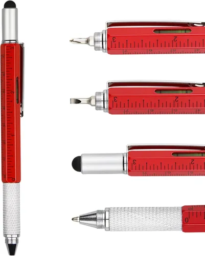 Vista 12 de DUNBONG Bolígrafo de metal multiherramienta 6 en 1, con destornillador, tinta negra, lápiz capacitivo, nivel y regla, 1 unidad (negro)