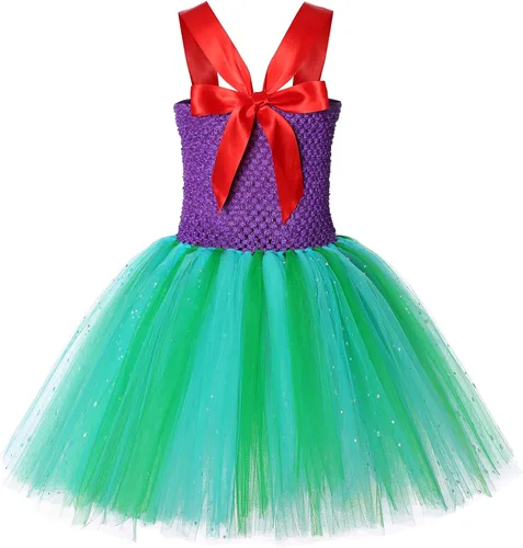 Vista 4 de Koatobbor Mermaid Princess Costume LED Light Up Mermaid Tutu Dress for Girls Halloween Dress Up Outfit 3-8Years