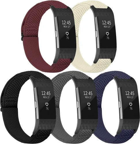 Vista 10 de TumpCez Bandas elásticas compatibles con Fitbit Charge 2, correa de repuesto ajustable elástica de nailon suave Solo Loop para Fitbit Charge 2